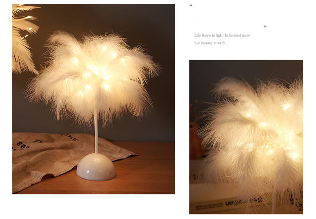 LED feather table lamp