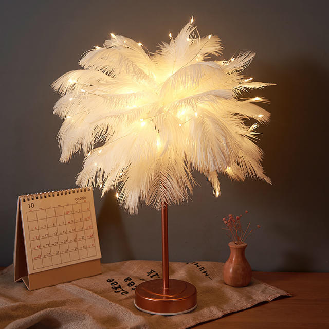 LED feather table lamp