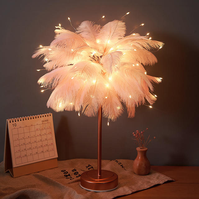 LED feather table lamp