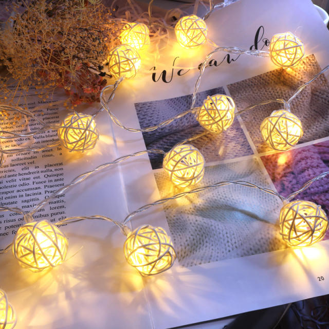 LED rattan ball lamp string