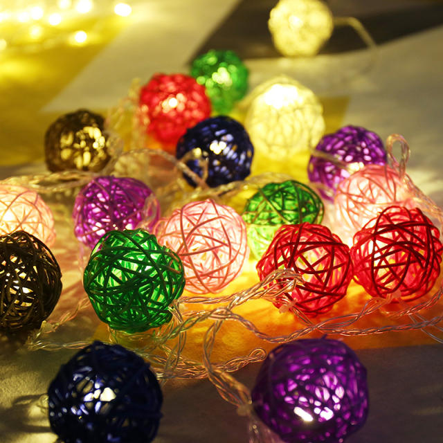 LED rattan ball lamp string