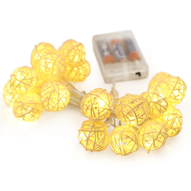 LED rattan ball lamp string