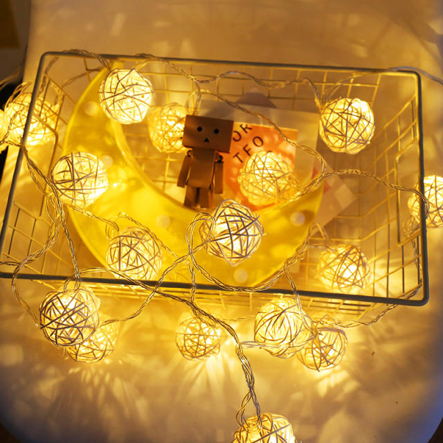 LED rattan ball lamp string