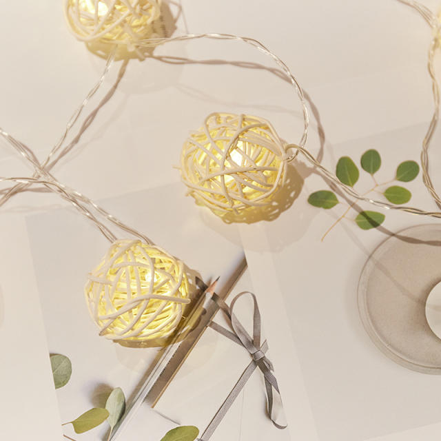 LED rattan ball lamp string