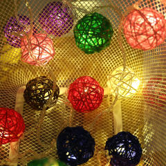 LED rattan ball lamp string