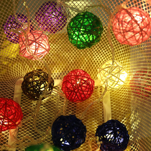 LED rattan ball lamp string