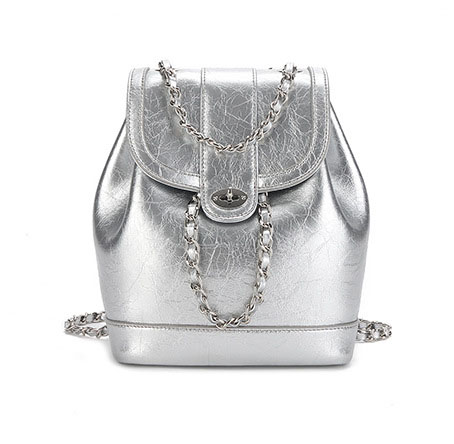 Fashion Daily Silver Leather Backpack