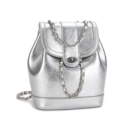 Fashion Daily Silver Leather Backpack