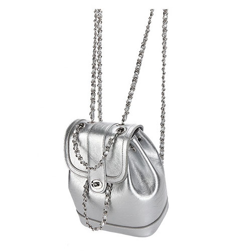 Fashion Daily Silver Leather Backpack