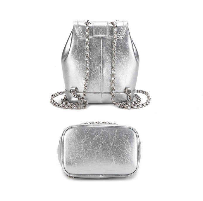 Fashion Daily Silver Leather Backpack