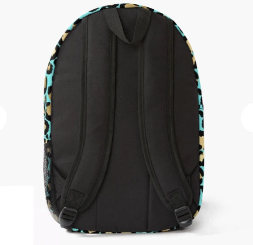 Blue Turquoise Gold Metallic Leopard Print Fur Spots Backpack