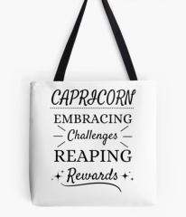 Capricorn Embracing Challenges Reaping Rewards Capricornus Zodiac Tote Bag