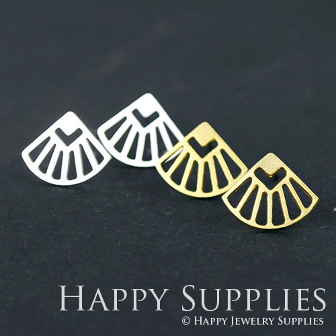 Stud Earrings,Creative Geometry Brass Earrings, Raw Brass Stud Earrings With Stainless Steel Earring Posts, Earring Stud Findings (ZEN064) 4pcs/Lot