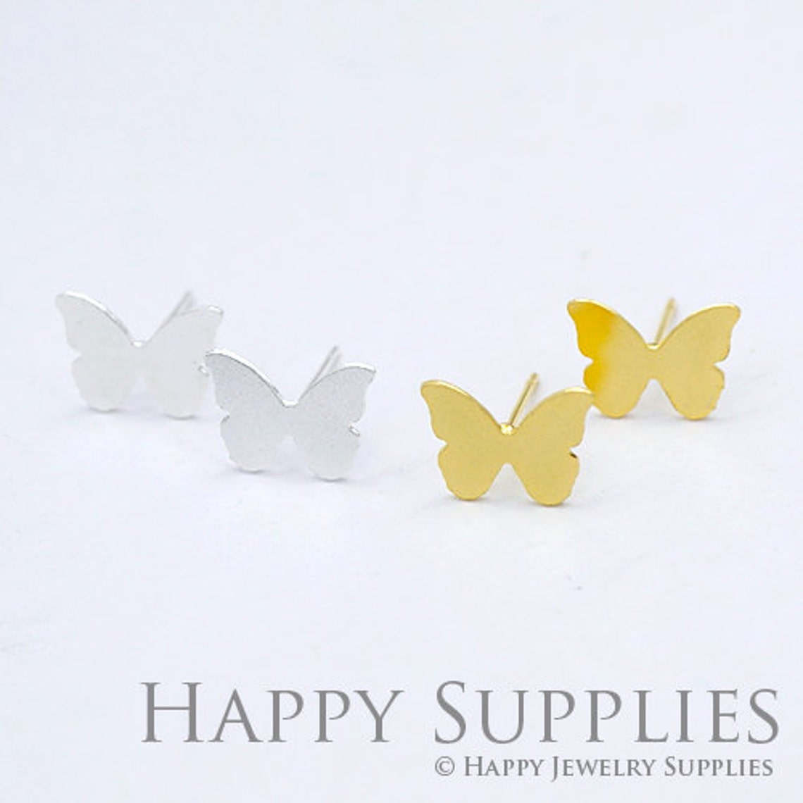 Stud Earrings,Butterfly Brass Earrings, Raw Brass Stud Earrings With Stainless Steel Earring Posts, Earring Stud Findings (ZEN066) 4pcs/Lot
