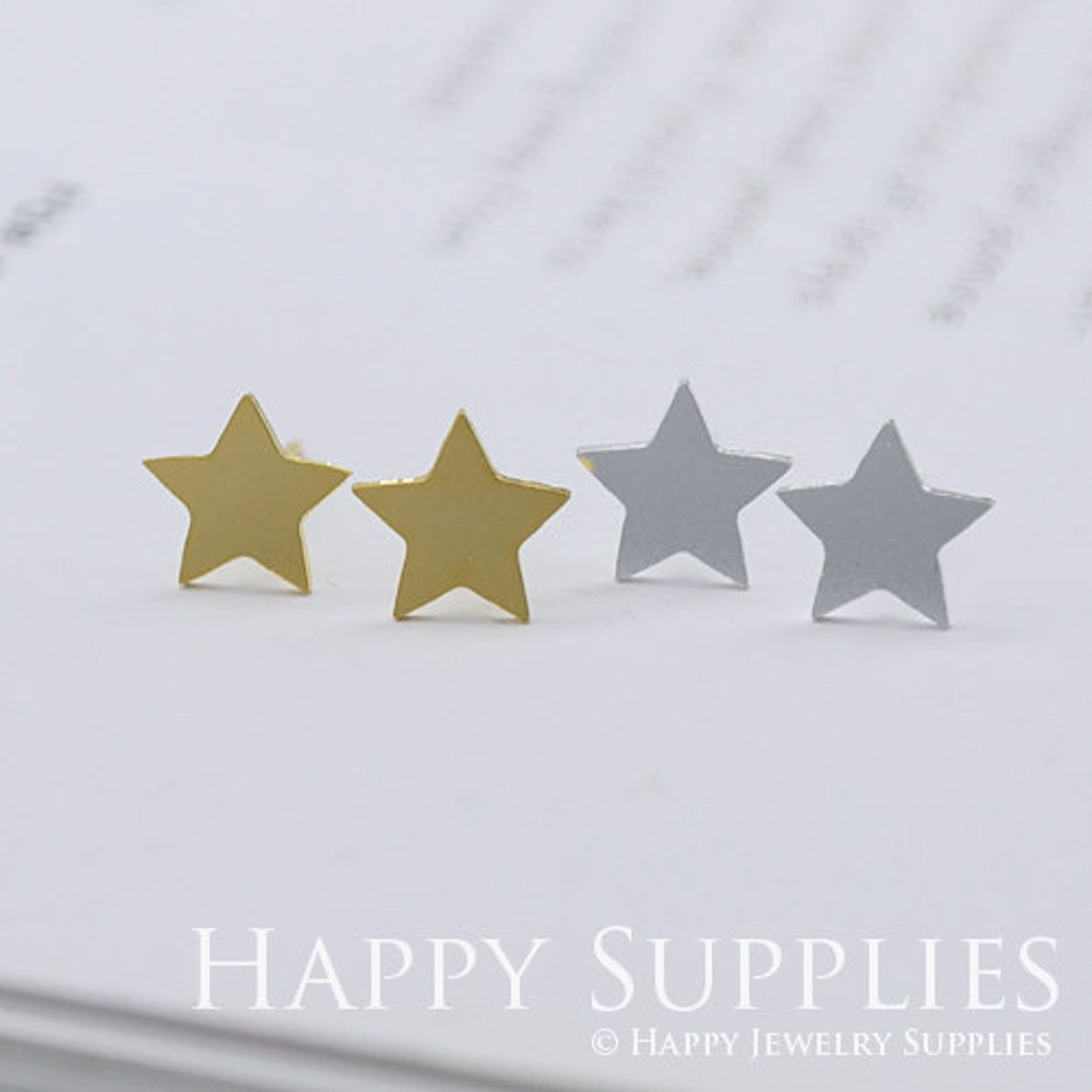 Stud Earrings,Star Brass Earrings, Raw Brass Stud Earrings With Stainless Steel Earring Posts, Earring Stud Findings (ZEN083) 4pcs/Lot