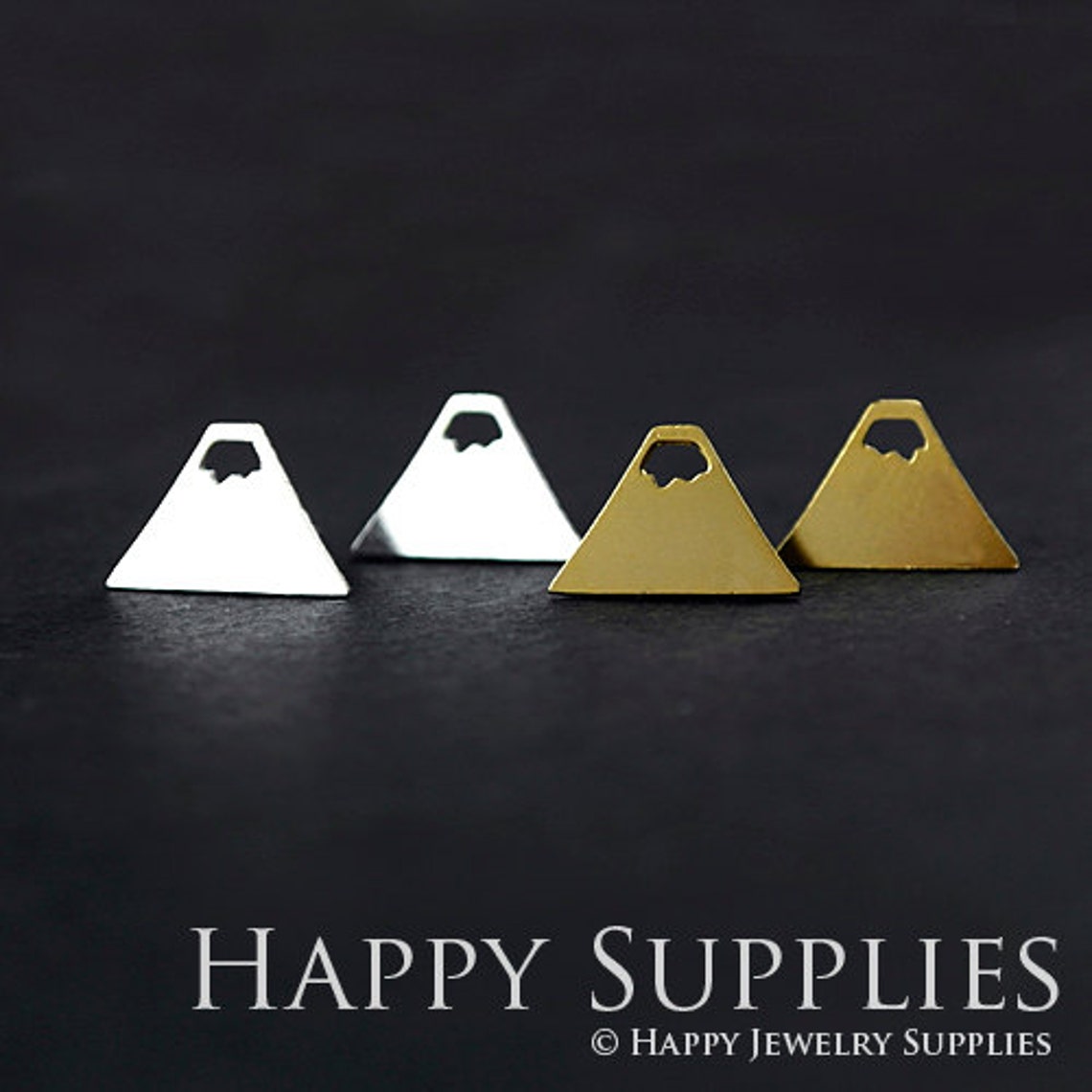 Stud Earrings, Mountain Brass Earrings, Raw Brass Stud Earrings With Stainless Steel Earring Posts, Earring Stud Findings (ZEN067) 4pcs/Lot