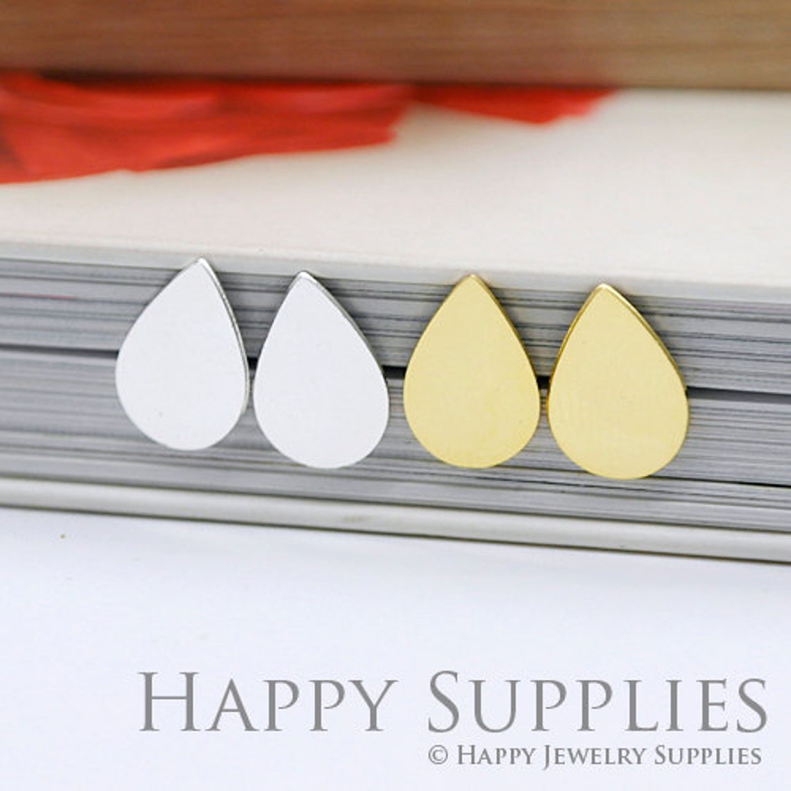Stud Earrings,Teardrop Brass Earrings, Raw Brass Stud Earrings With Stainless Steel Earring Posts, Earring Stud Findings (ZEN058) 4pcs/Lot