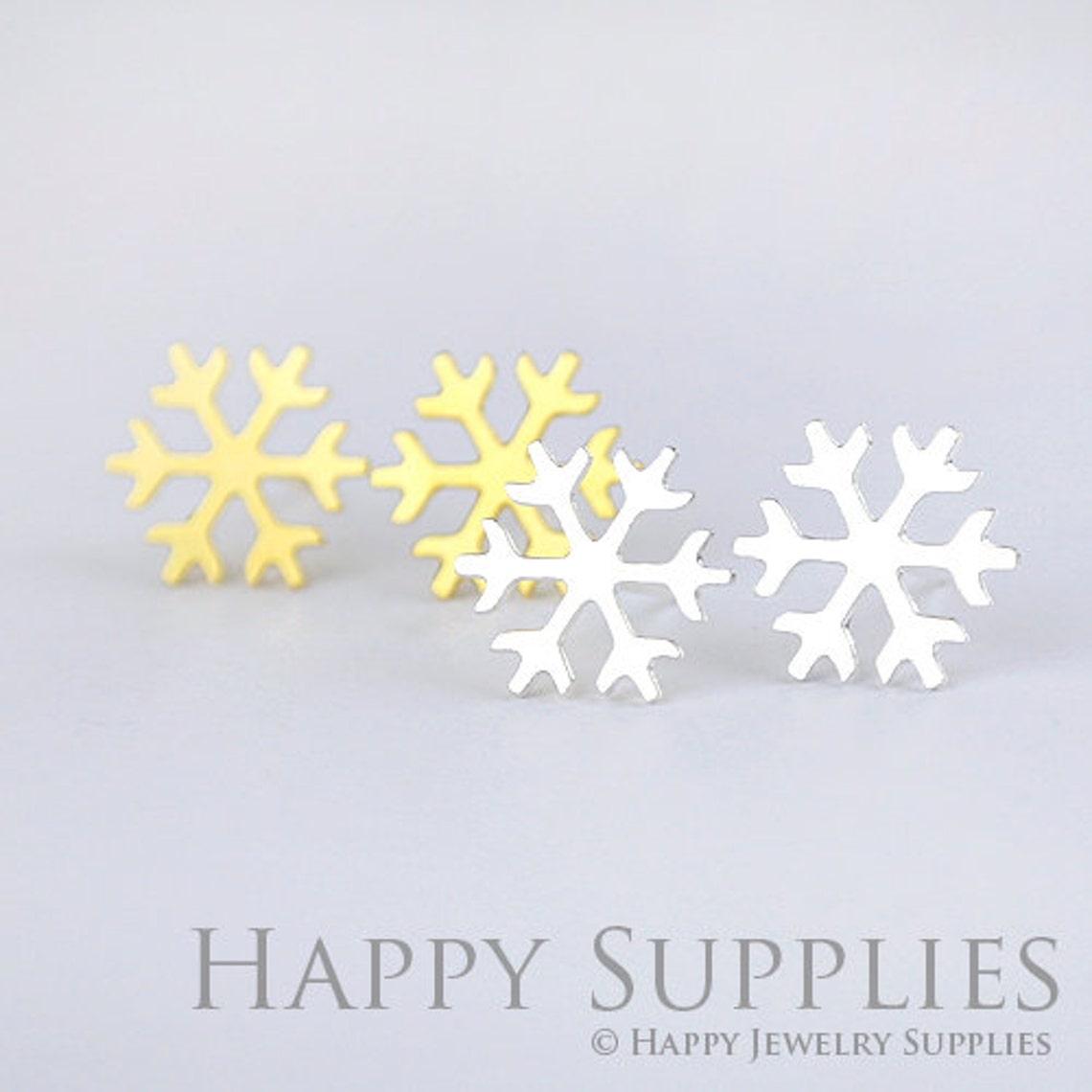 Stud Earrings,Snowflake Brass Earrings, Raw Brass Stud Earrings With Stainless Steel Earring Posts, Earring Stud Findings (ZEN045) 4pcs/Lot