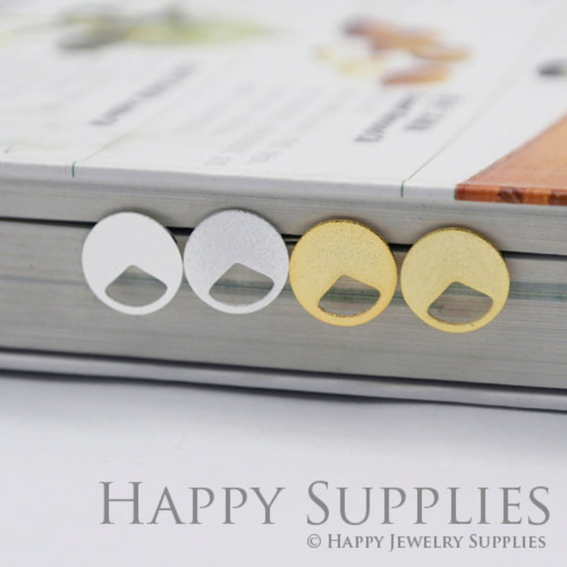 Stud Earrings, Circle Brass Earrings, Raw Brass Stud Earrings With Stainless Steel Earring Posts, Earring Stud Findings (ZEN124) 4pcs/Lot