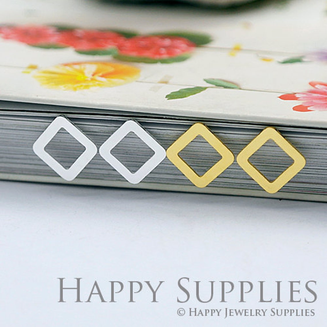 Stud Earrings, Diamond Brass Earrings, Raw Brass Stud Earrings With Stainless Steel Earring Posts, Earring Stud Findings (ZEN113) 4pcs/Lot