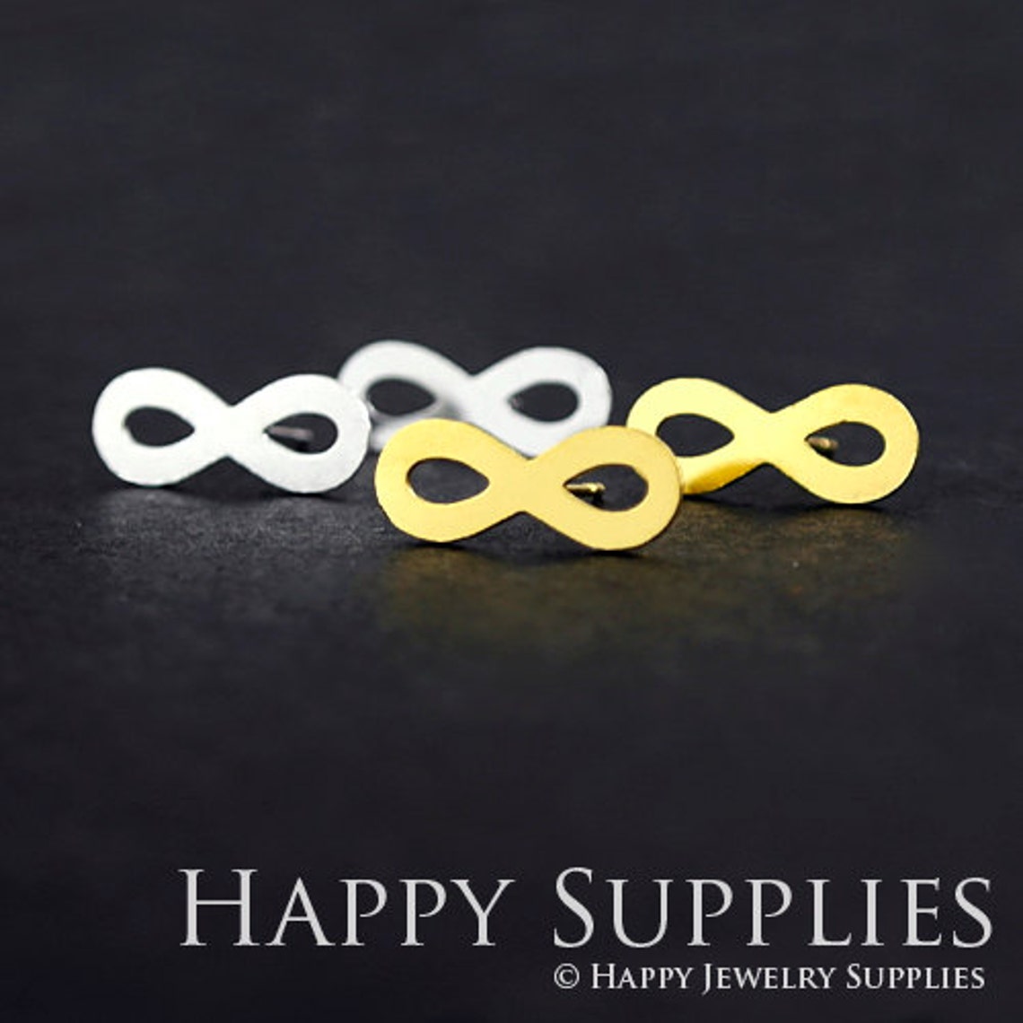 Stud Earrings, Infinity Symbol Brass Earrings, Raw Brass Stud Earrings With Stainless Steel Earring Posts, Earring Stud Findings (ZEN109) 4pcs/Lot