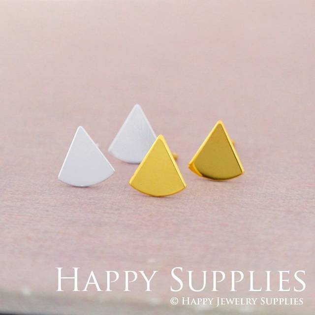 Stud Earrings,Geometry  Brass Earrings, Raw Brass Stud Earrings With Stainless Steel Earring Posts, Earring Stud Findings (ZEN173) 4pcs/Lot