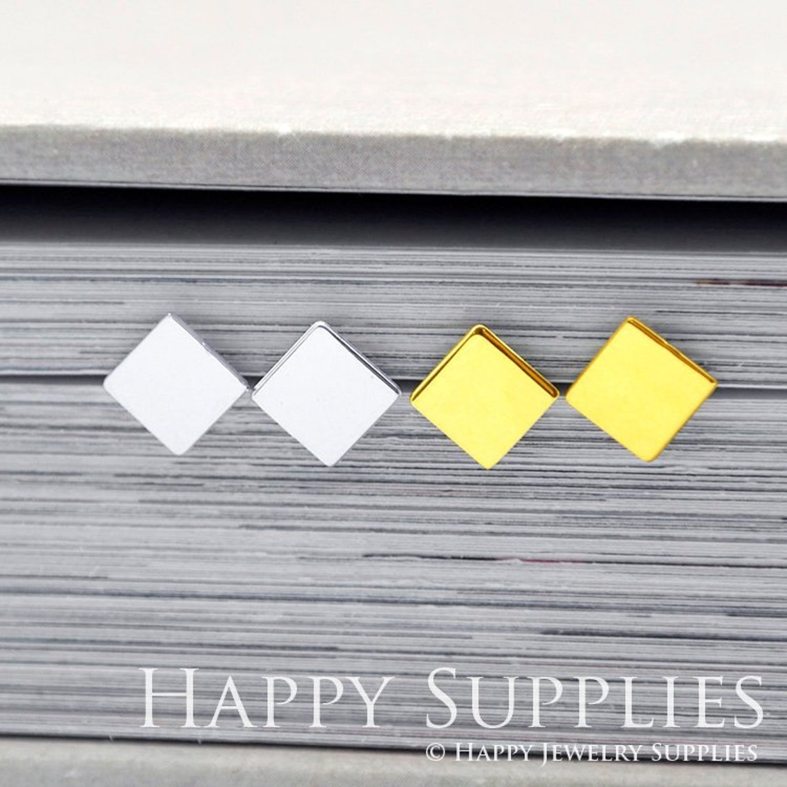 Stud Earrings,Diamond Brass Earrings, Raw Brass Stud Earrings With Stainless Steel Earring Posts, Earring Stud Findings (ZEN179) 4pcs/Lot