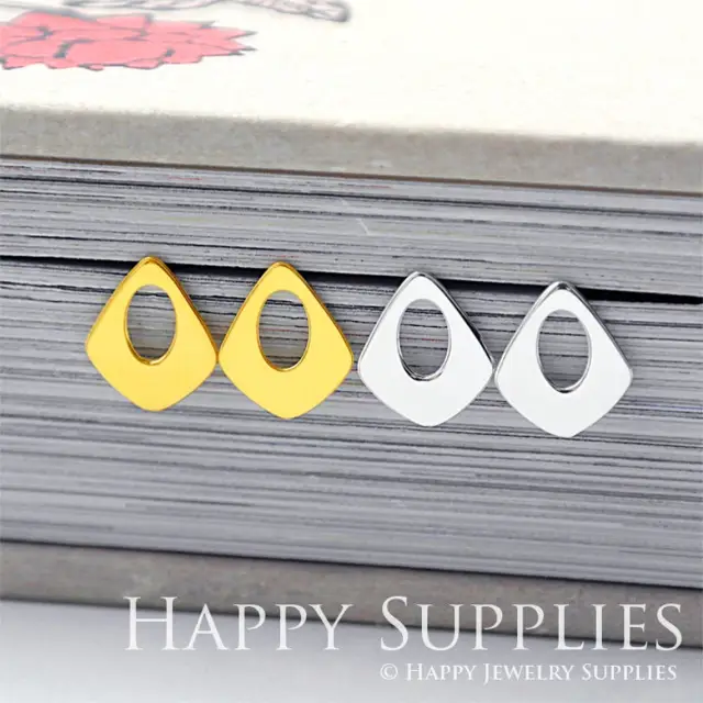 Stud Earrings, Geometry Brass Earrings, Raw Brass Stud Earrings With Stainless Steel Earring Posts, Earring Stud Findings (ZEN224) 4pcs/Lot