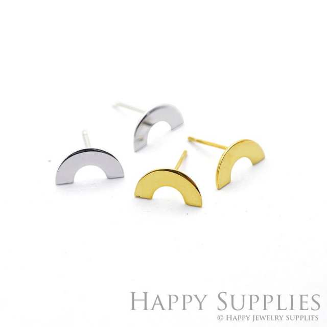 Stud Earrings, Geometric Brass Earrings, Raw Brass Stud Earrings With Stainless Steel Earring Posts, Earring Stud Findings (ZEN240) 4pcs/Lot