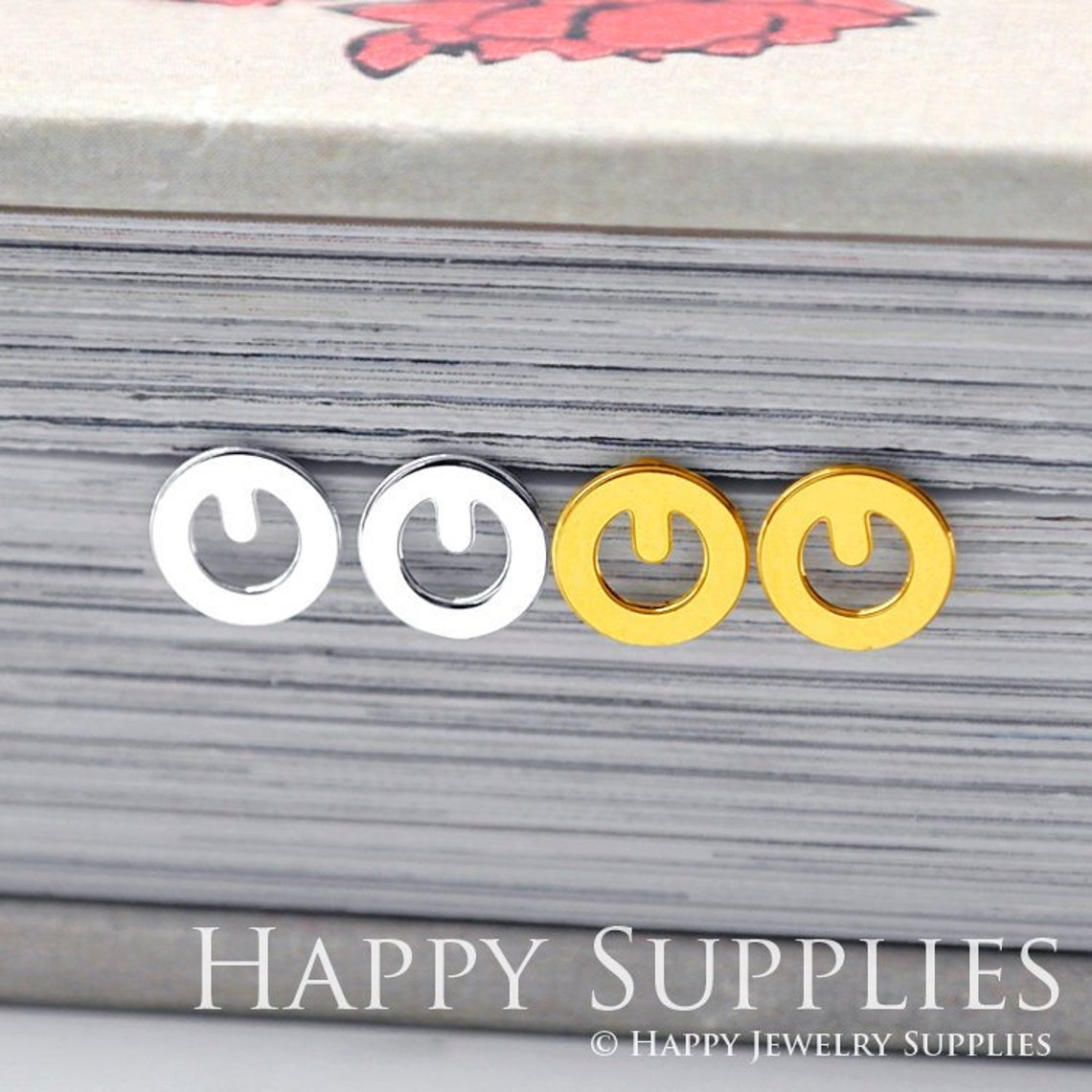 Stud Earrings,  Circle Brass Earrings, Raw Brass Stud Earrings With Stainless Steel Earring Posts, Earring Stud Findings (ZEN232) 4pcs/Lot