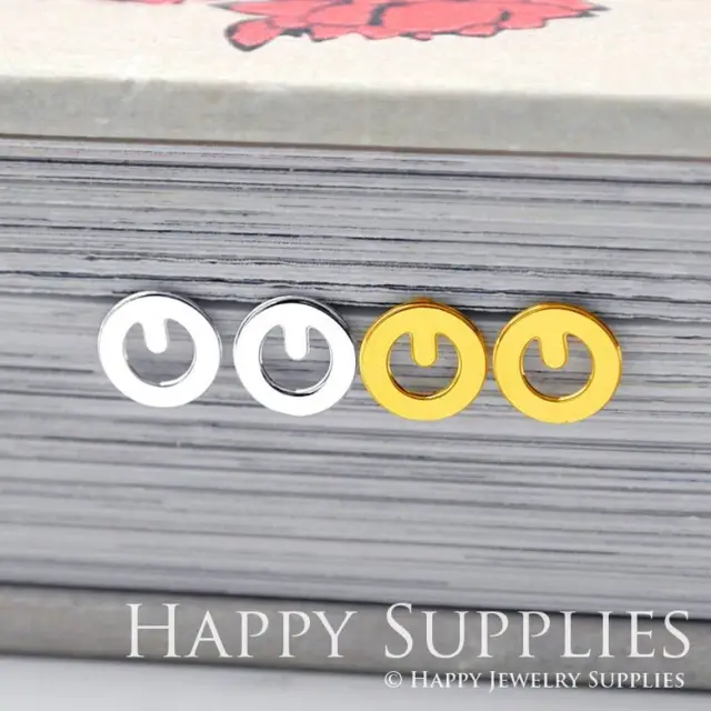 Stud Earrings,  Circle Brass Earrings, Raw Brass Stud Earrings With Stainless Steel Earring Posts, Earring Stud Findings (ZEN232) 4pcs/Lot