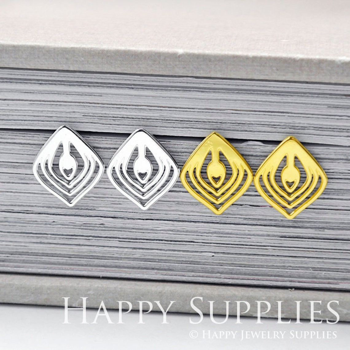 Stud Earrings,Flower Bud Brass Earrings, Raw Brass Stud Earrings With Stainless Steel Earring Posts, Earring Stud Findings (ZEN210) 4pcs/Lot