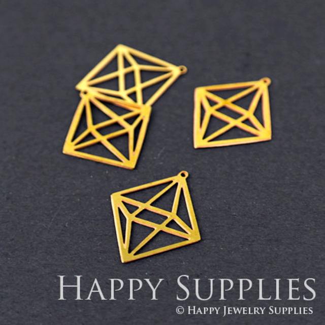 Brass Jewelry Charms, Three-Dimensional Geometric Raw Brass Earring Charms, Brass Jewelry Pendants, Raw Brass Jewelry Findings, Brass Pendants Jewelry Wholesale (RD039)