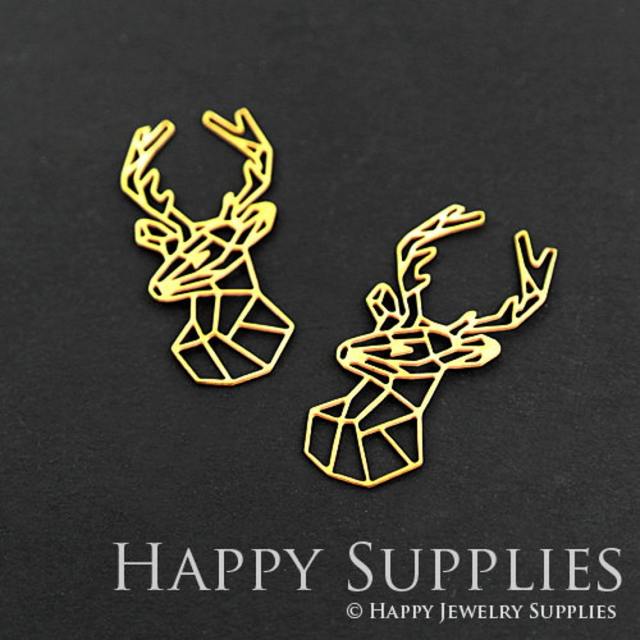 Brass Jewelry Charms, Deer Raw Brass Earring Charms, Brass Jewelry Pendants, Raw Brass Jewelry Findings, Brass Pendants Jewelry Wholesale (RD080)