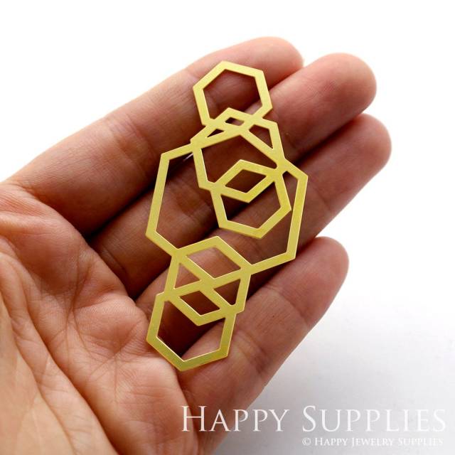 Brass Jewelry Charms, Hexagon Raw Brass Earring Charms, Brass Jewelry Pendants, Raw Brass Jewelry Findings, Brass Pendants Jewelry Wholesale (RD132)