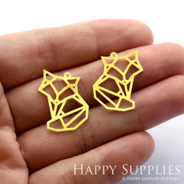 Brass Jewelry Charms, Fox Raw Brass Earring Charms, Brass Jewelry Pendants, Raw Brass Jewelry Findings, Brass Pendants Jewelry Wholesale (RD214)