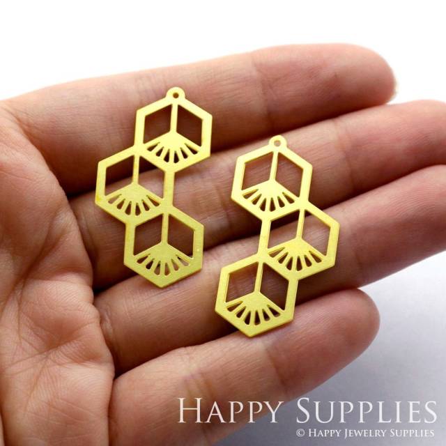 Brass Jewelry Charms, Cube Hexagon Geometric Raw Brass Earring Charms, Brass Jewelry Pendants, Raw Brass Jewelry Findings, Brass Pendants Jewelry Wholesale (RD247)