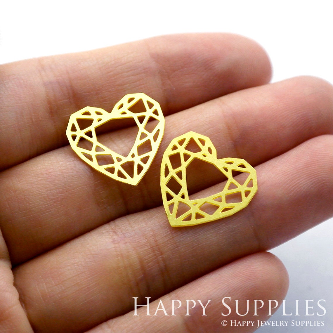 10pcs Brass Jewelry Charms, Diamond Heart Raw Brass Earring Charms, Brass Jewelry Pendants, Raw Brass Jewelry Findings, Brass Pendants Jewelry Wholesale (RD261)