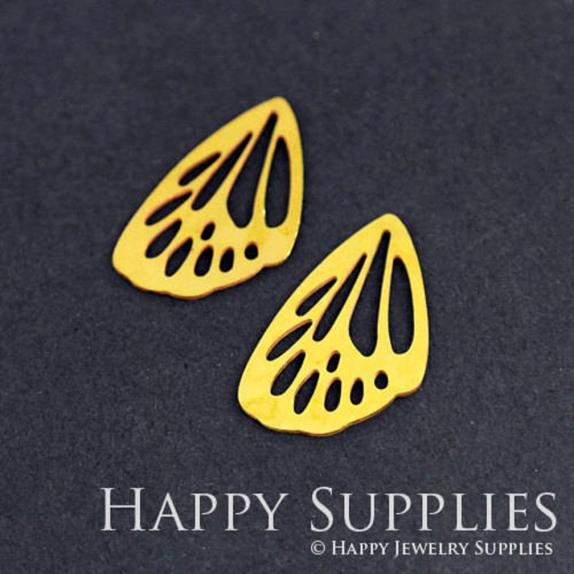 Brass Jewelry Charms, Butterfly Wing Raw Brass Earring Charms, Brass Jewelry Pendants, Raw Brass Jewelry Findings, Brass Pendants Jewelry Wholesale (RD258)