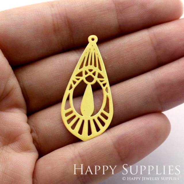 Brass Jewelry Charms, Teardrop Geometric Raw Brass Earring Charms, Brass Jewelry Pendants, Raw Brass Jewelry Findings, Brass Pendants Jewelry Wholesale (RD398)