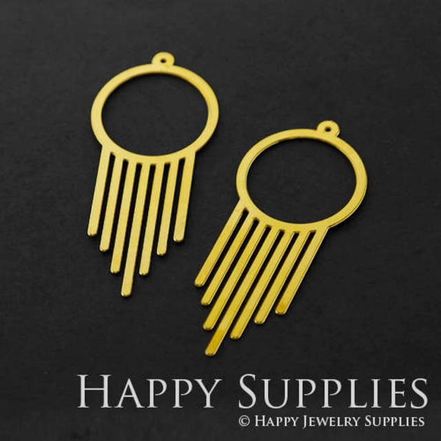 Brass Jewelry Charms, Circle Tassel Raw Brass Earring Charms, Brass Jewelry Pendants, Raw Brass Jewelry Findings, Brass Pendants Jewelry Wholesale (RD333)