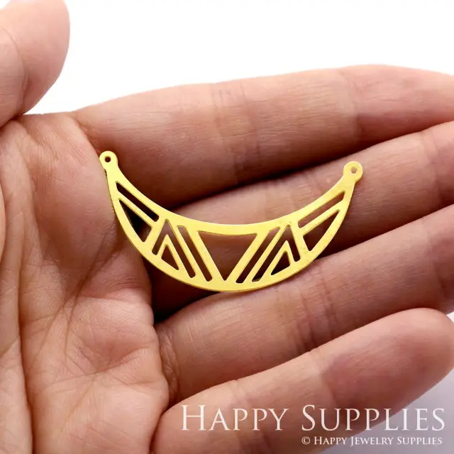 Brass Jewelry Charms,Geometric Moon Raw Brass Earring Charms, Brass Jewelry Pendants, Raw Brass Jewelry Findings, Brass Pendants Jewelry Wholesale (RD337)