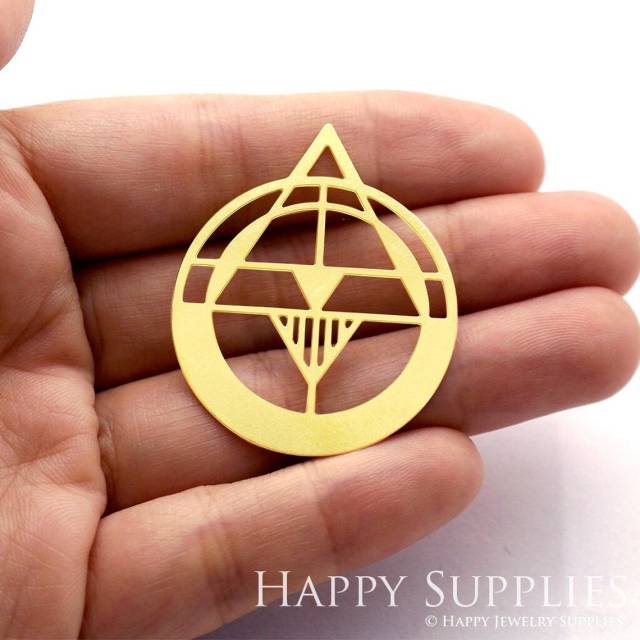 Brass Jewelry Charms, Circle Triangle Geometric Raw Brass Earring Charms, Brass Jewelry Pendants, Raw Brass Jewelry Findings, Brass Pendants Jewelry Wholesale (RD342)