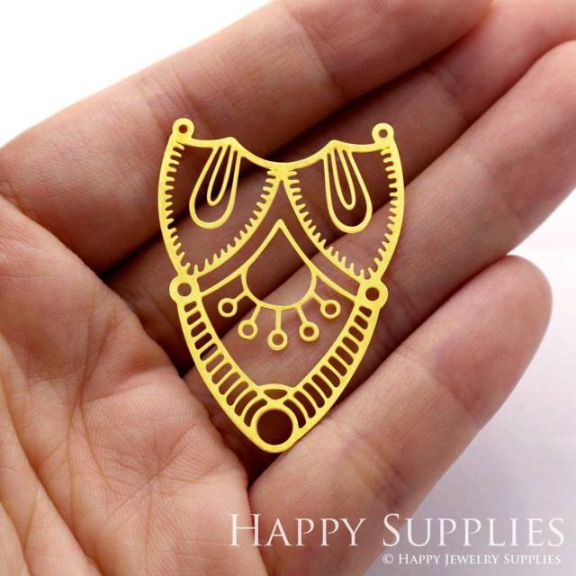 Brass Jewelry Charms, Geometric Tribal Mask Raw Brass Earring Charms, Brass Jewelry Pendants, Raw Brass Jewelry Findings, Brass Pendants Jewelry Wholesale (RD353)