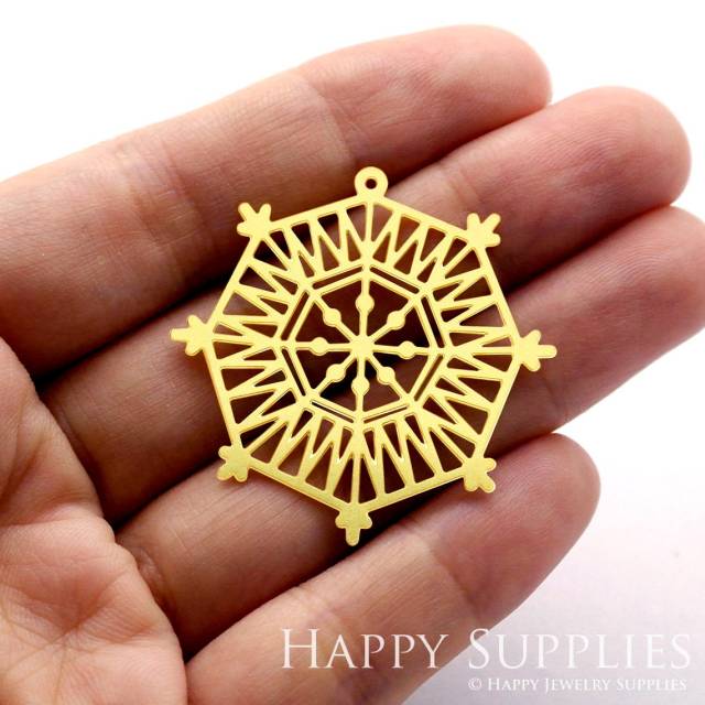 Brass Jewelry Charms, Snowflake Raw Brass Earring Charms, Brass Jewelry Pendants, Raw Brass Jewelry Findings, Brass Pendants Jewelry Wholesale (RD370)