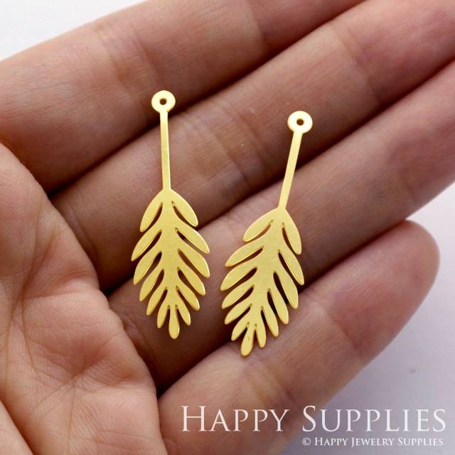 Brass Jewelry Charms,  Feather Plant Raw Brass Earring Charms, Brass Jewelry Pendants, Raw Brass Jewelry Findings, Brass Pendants Jewelry Wholesale (RD383)