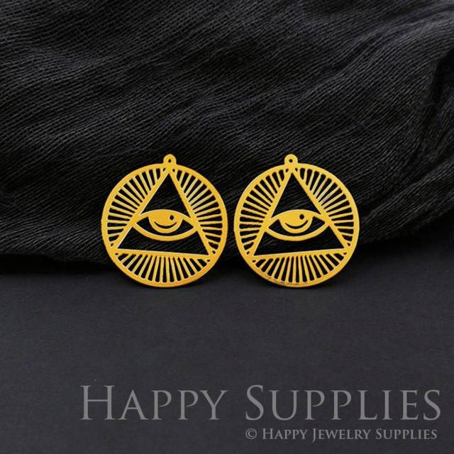 Brass Jewelry Charms, Eyes Round Geometric Raw Brass Earring Charms, Brass Jewelry Pendants, Raw Brass Jewelry Findings, Brass Pendants Jewelry Wholesale (RD600)