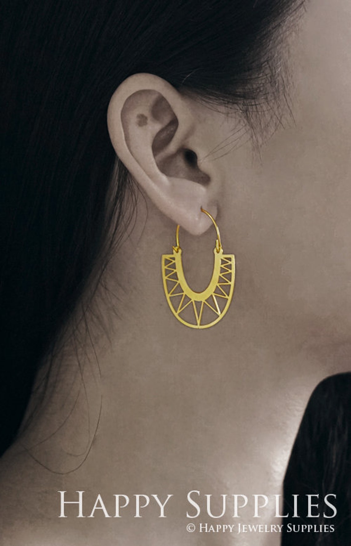 Brass Jewelry Charms, U Shape Geometric Raw Brass Earring Charms, Brass Jewelry Pendants, Raw Brass Jewelry Findings, Brass Pendants Jewelry Wholesale (RD435-S)