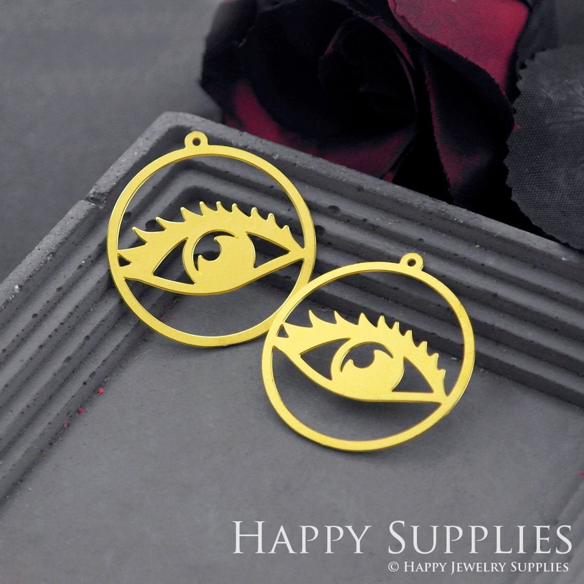 Brass Jewelry Charms, Eyes Round Geometric Raw Brass Earring Charms, Brass Jewelry Pendants, Raw Brass Jewelry Findings, Brass Pendants Jewelry Wholesale (RD601)