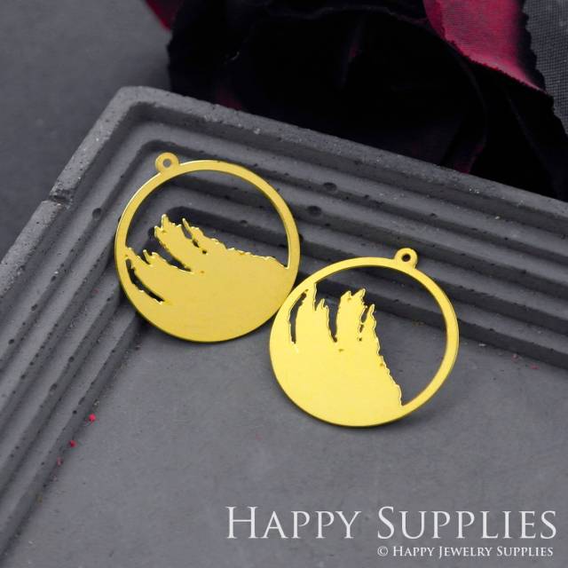 Brass Jewelry Charms, Mountain Round Geometric Raw Brass Earring Charms, Brass Jewelry Pendants, Raw Brass Jewelry Findings, Brass Pendants Jewelry Wholesale (RD604)